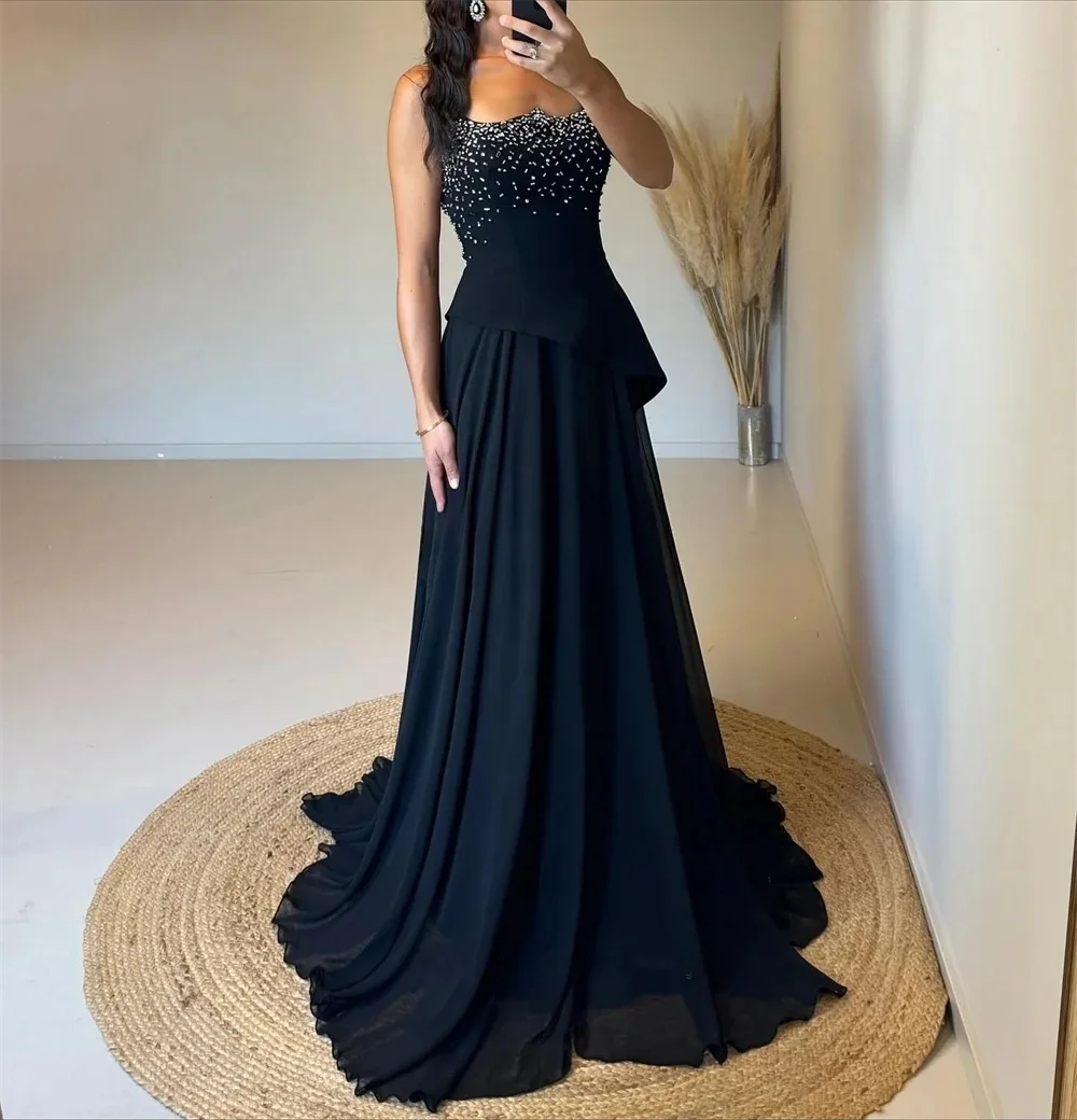 

Черное шифоновое длинное платье с бисером на заказ Вечерние платья для выпускного вечера Pastrol унисекс Джерси Ретро Дубай Саудовская Аравия по индивидуальному заказу