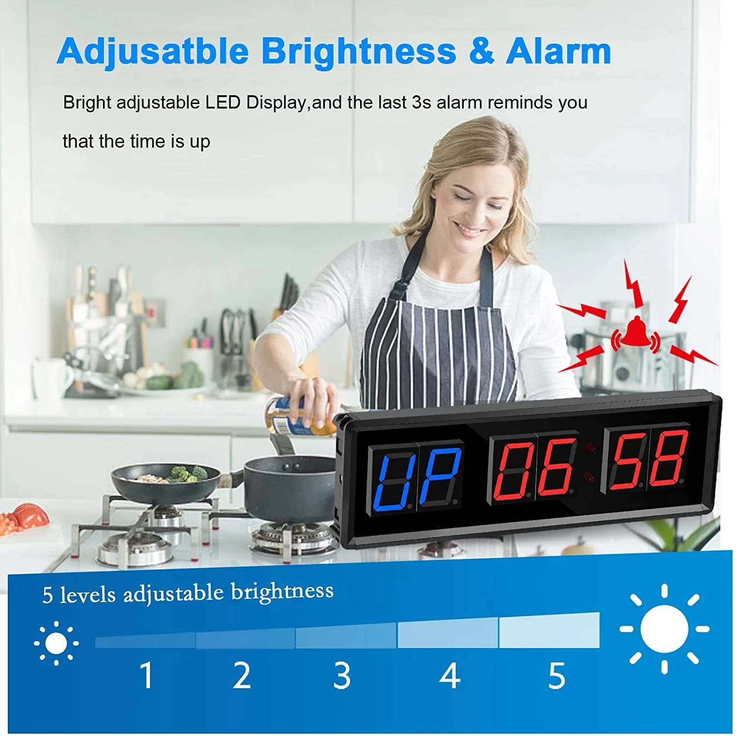 НОВЫЙ таймер для спортзала, светодиодный интервальный таймер, цифровые настенные часы обратного отсчета, фитнес-таймер, 1,5-дюймовые цифры вниз/вверх, секундомер для дома