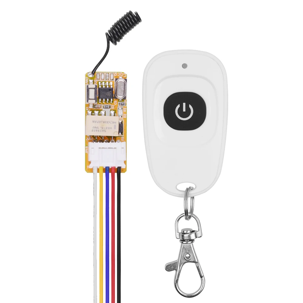 DC 3.5V 5V 9V 12V Mini Relay Wireless Remote Control Switch For LED Lamp 433Mhz Micro Receiver With Box and White Transmitter