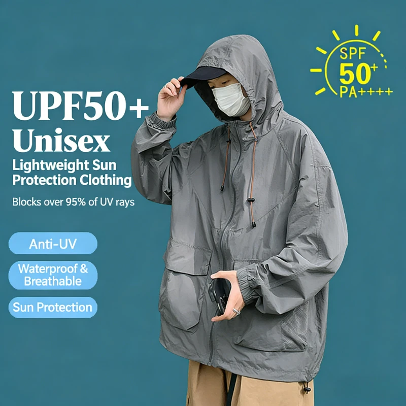 

Летняя куртка с капюшоном для защиты от УФ-излучения, унисекс, UPF50+, ультратонкая, из ледяного шелка, для рыбалки, с технологией быстрого высыхания, для активного отдыха на природе