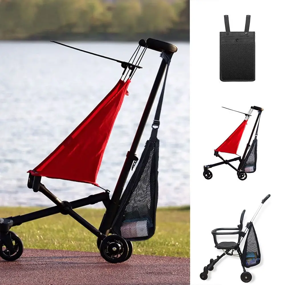 

Mesh Baby Stroller Net Pocket Pram Buggy Solid Color Baby Pram Organizer Large Capacity Triangle Bag Hanging Carriage Bag