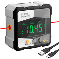 Laser Digital Protractor Inclinometer Laser Level Ruler USB Chargable Inclinometer Magnetic Base Goniometer Magnet Tilt Tools