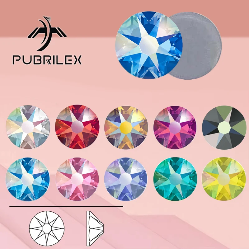 

Pubrilex 2088HF Brillant Effect AB Colors Strass Crystal Hotfix Flat Back Rhinestones for Needlework Garment Dress Accessories