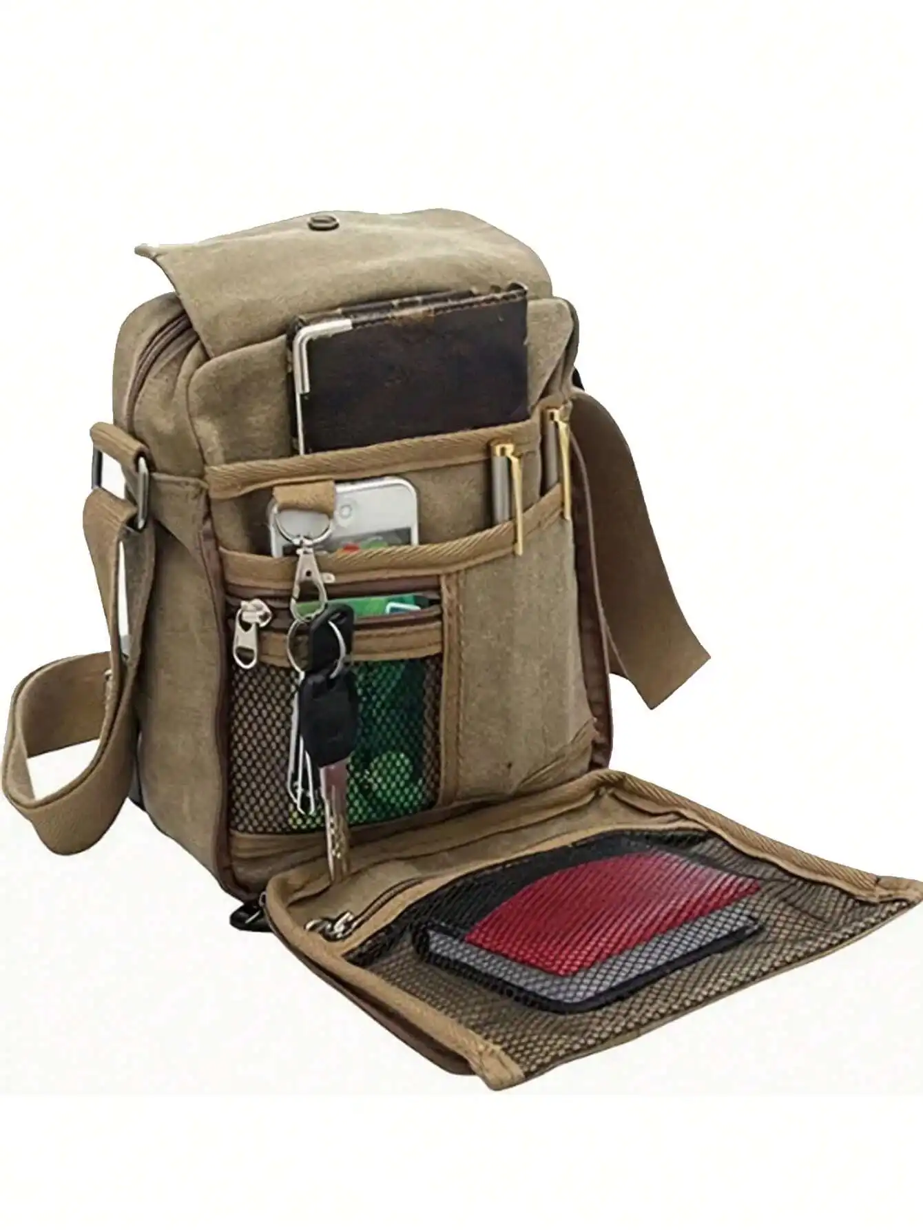 Men's Canvas Messenger Bag  Stylish Shoulder Bag With Multiple Pockets - Perfect For Outdoor Travel! Crossbody Bag Sling Bag Sid