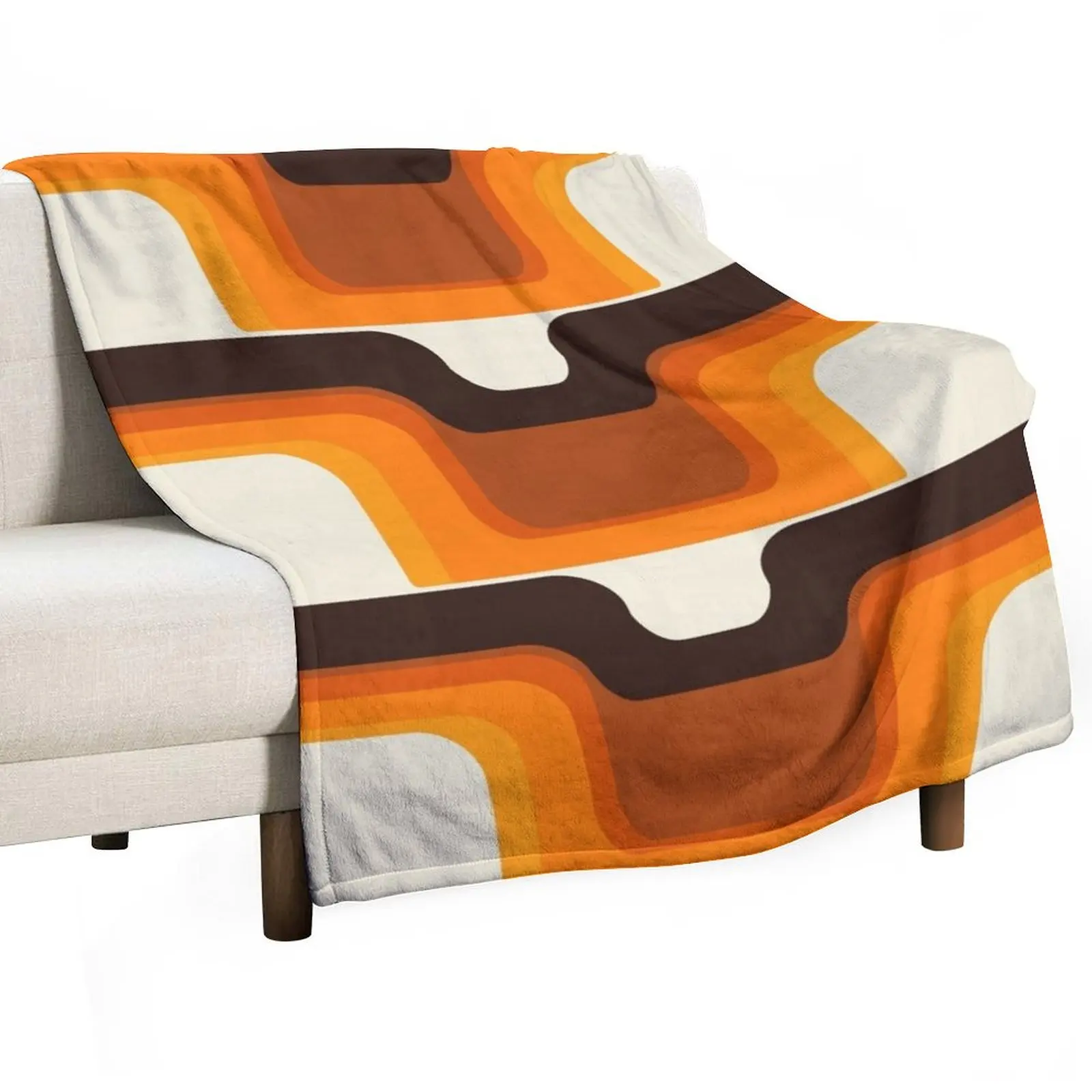 Mid-Century Modern Meets 1970s Orange Throw Blanket Softest Custom Loose Moving Blankets