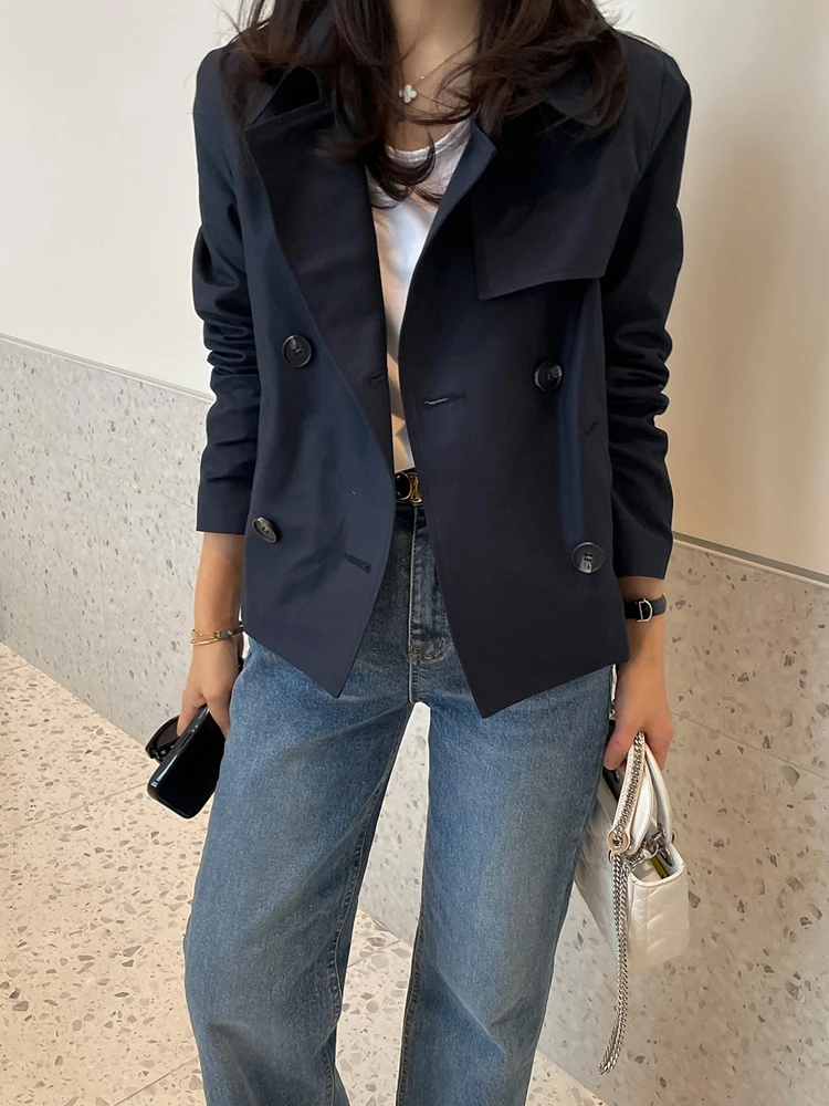 

Короткая ветровка, женская куртка в корейском стиле, свободный двубортный кардиган, корейская версия, легкая верхняя одежда, пальто