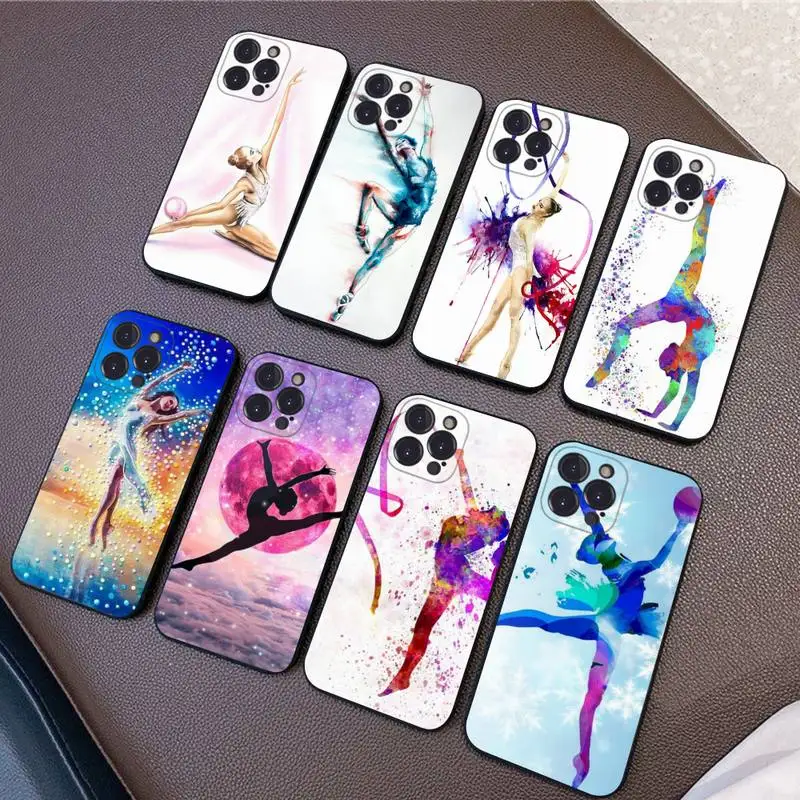 Gymnastics water color Phone Case Silicone Soft for iphone 14 13 12 11 Pro Mini XS MAX 8 7 6 Plus X XS XR Cover