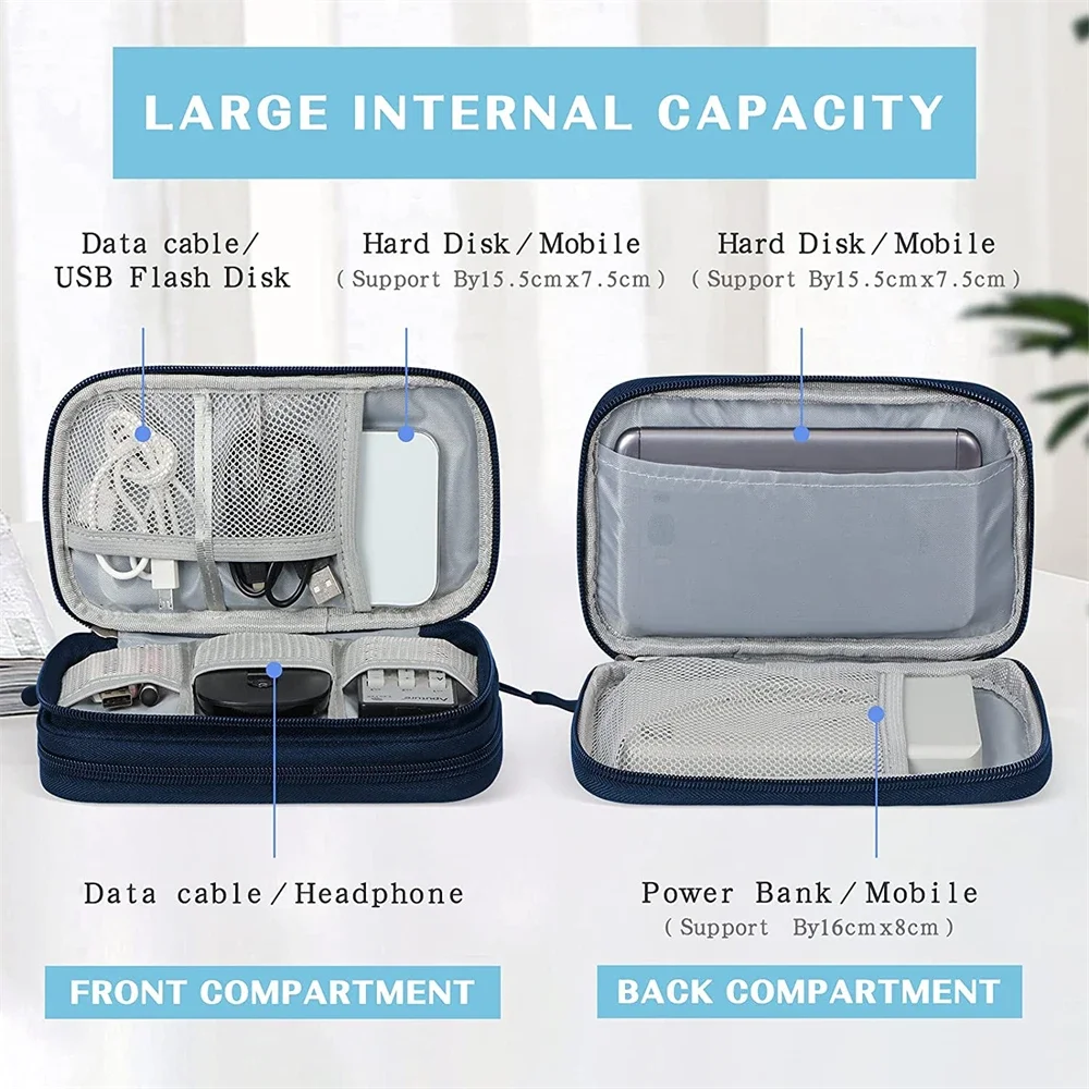 Travel Organizer Electronics Accessories Organizer Portable Waterproof Double Layers Storage for Cable Hard Disk Power Bank