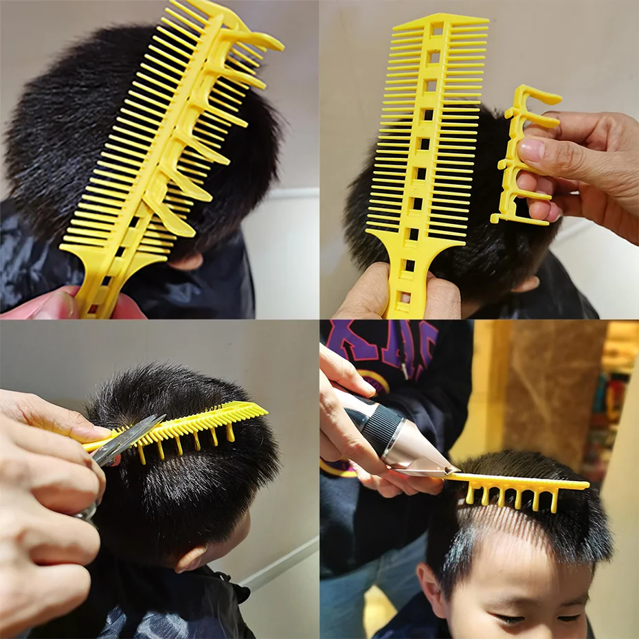 Yellow Men Hair Trimming Template Curved Plastic Hair Line Up Tool Taper Guide Clipper Diy Home Haircut Ruler Band Limit Comb