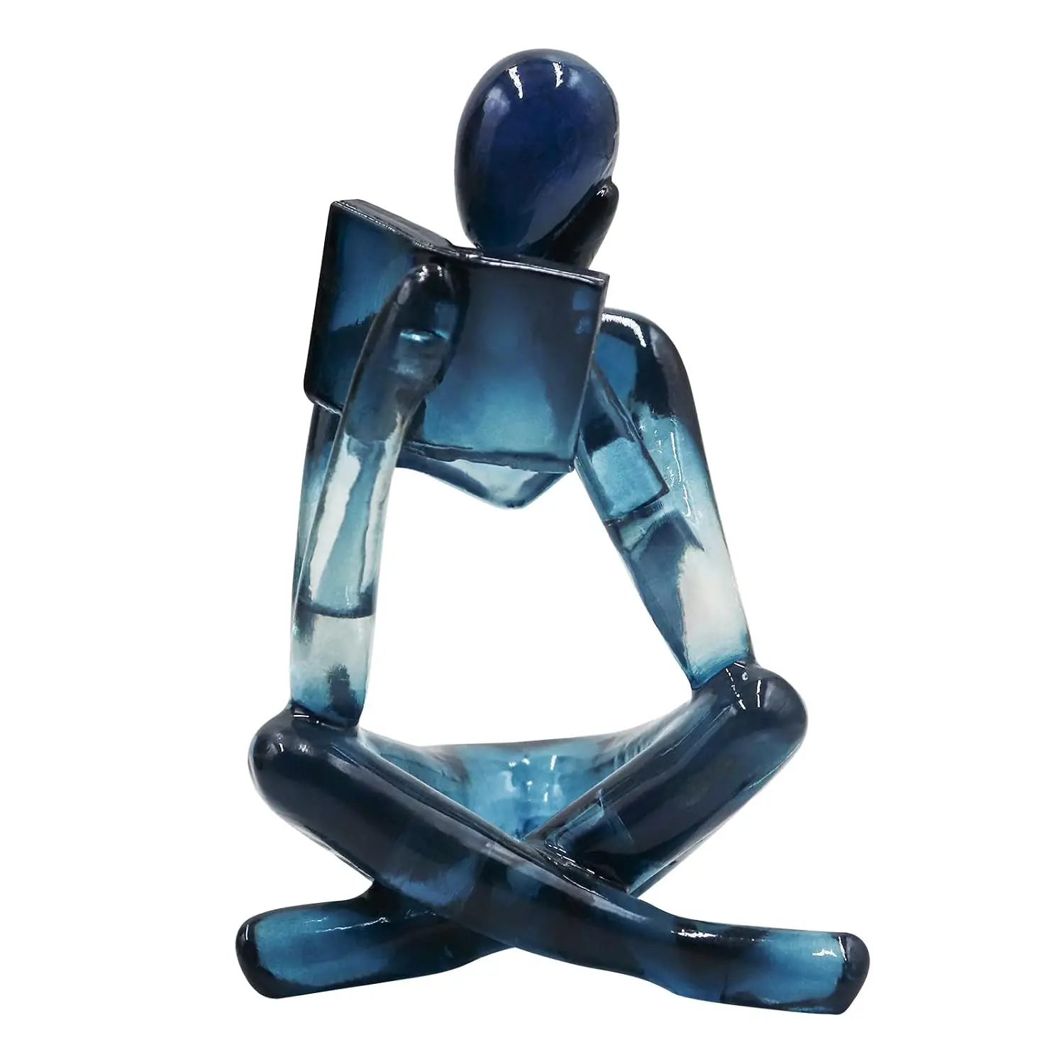 Reading Women Statue, Translucent Blue Resin Thinker Sculptures, Abstract Art Ornament, Modern Aesthetic Figurine, Customized