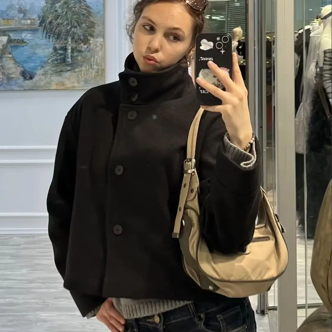Autumn Winter Women's Stand Collar Woolen Jackets Coat Female Single Breasted Loose Long Sleeve Coats Thick Warm Wool Outwear