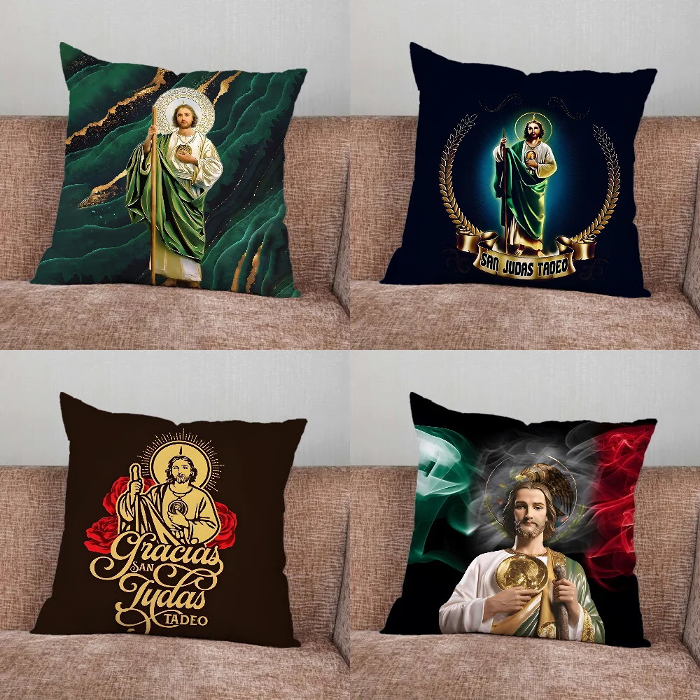 

San J-Judas Tadeo Pillow Case For Home Bedroom Car Office Decoration Living Room Sofa Cushion Cover Suitable