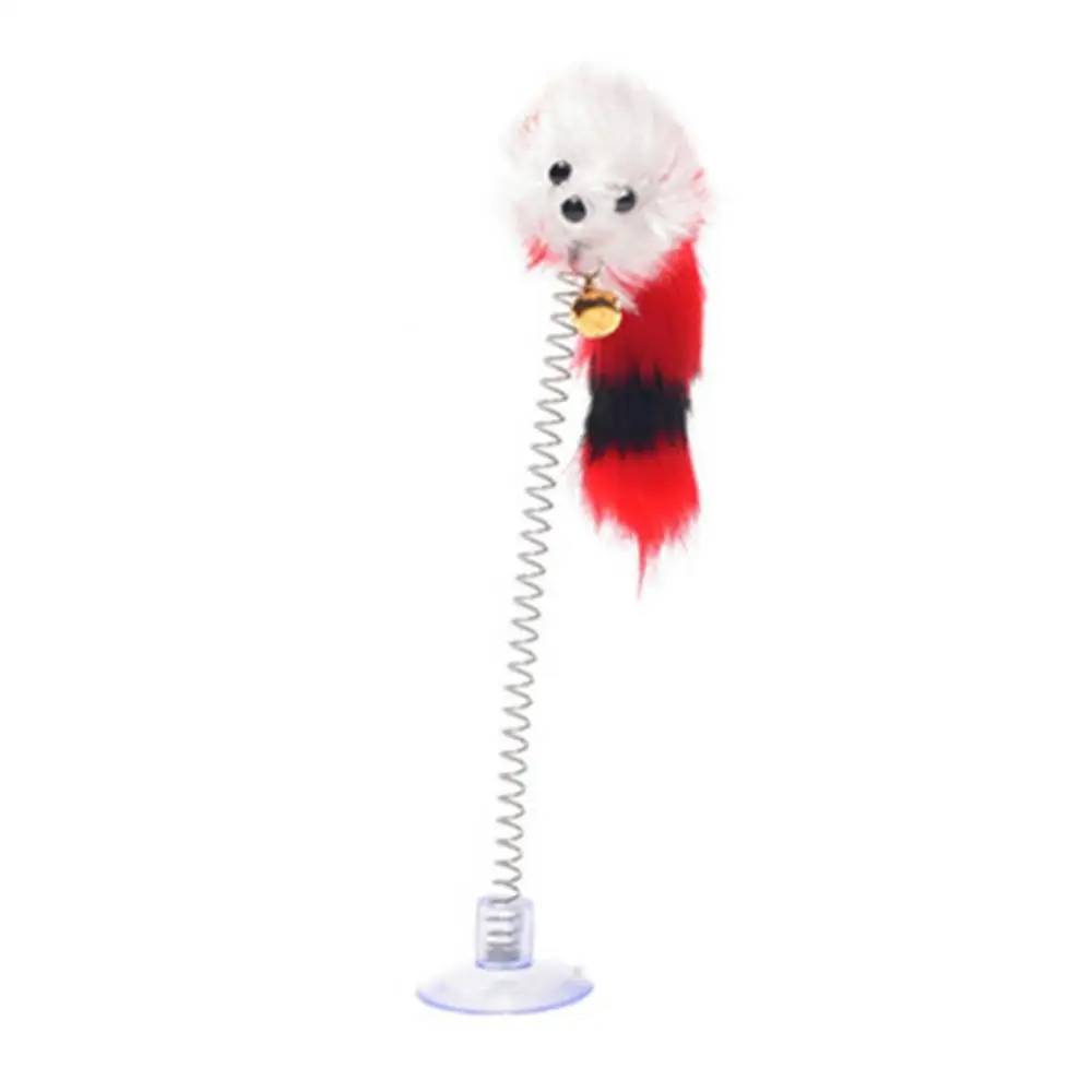 Funny Pet Cat Toy Kitten Sucker Spring Feather Mouse Cat Playing Interactive Toy