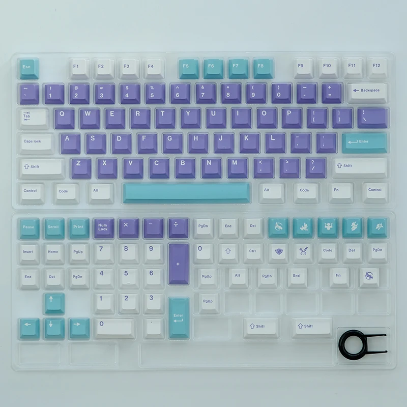 Teclas Magnolia de 129 teclas, sublimación de tinte, perfil de cereza, Teclado mecánico, teclas PBT con cambio 1.75U 2U para interruptor MX