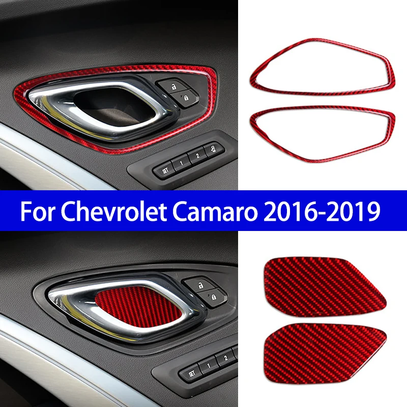 Carbon Style Interior Personalized Modification Car Door Inner Handl Decorative Sticker For Chevrolet Camaro 2016 2017 2018 2019