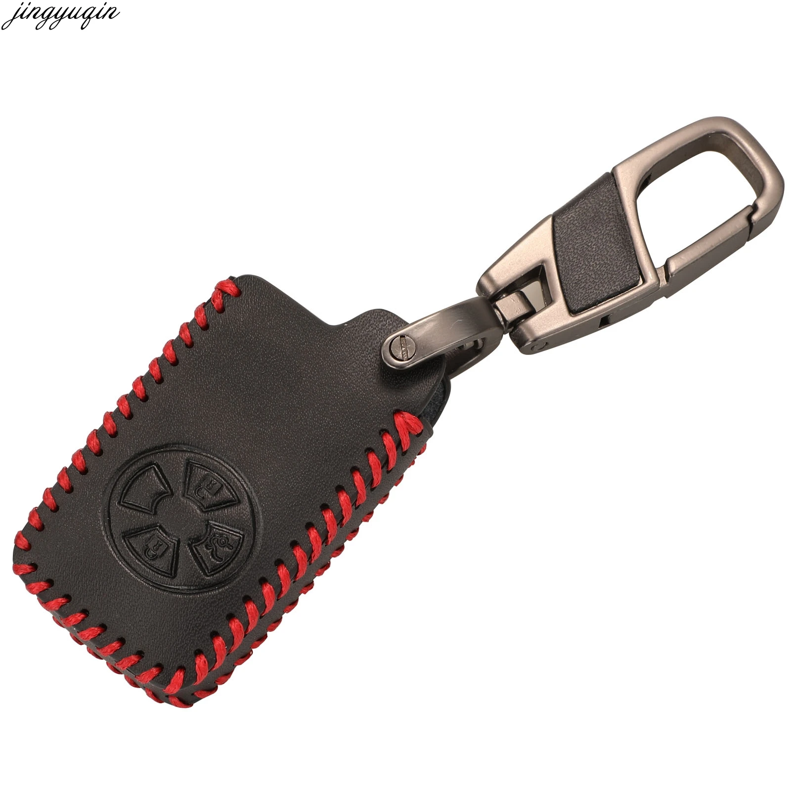 Jingyuqin Remote Car Leather Key Case Cover For Toyota RAV4 2009 2011 RAV 4 Yaris 2011 3 Buttons Smart Keychain With Key Ring