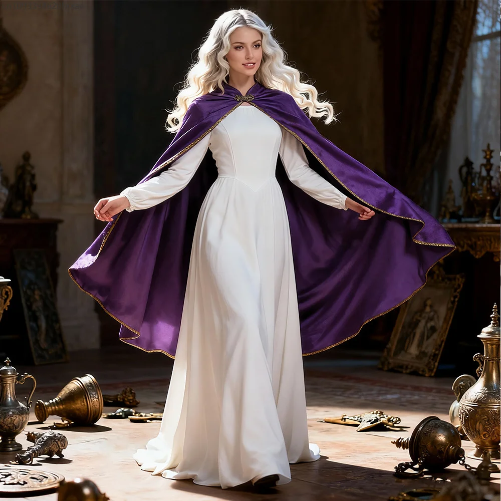 

Elegant Women Velvet Vintage Aristocratic Style Cape Multiple Colors Cloak Cosplay Outfits for Party Stage Performances
