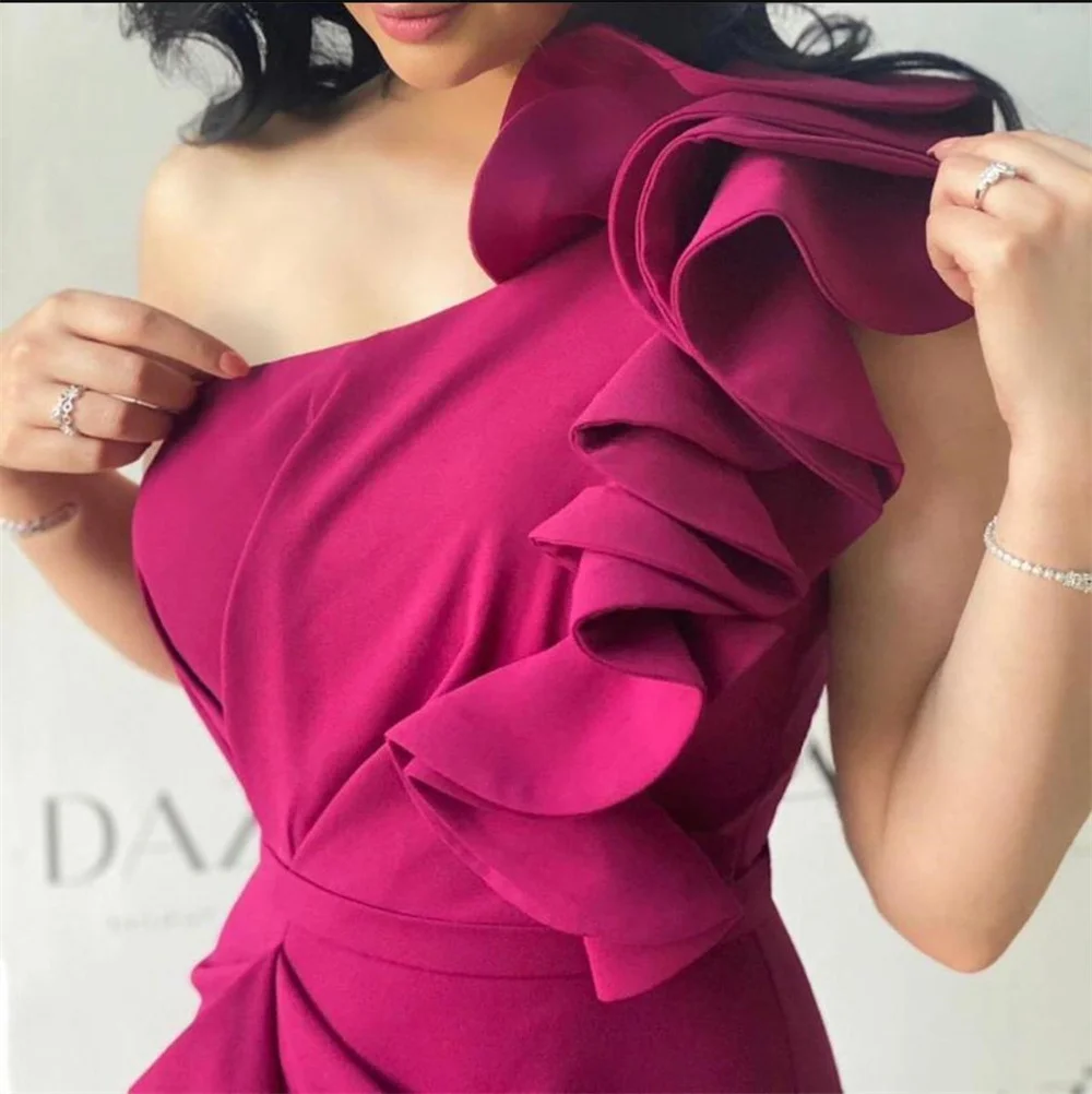 Amanda One Shoulder Mermaid Evening Dress Edge Curl Taffeta Party Dress 2024 Elegant Purple Trumpet فساتين مناسبة رسمية