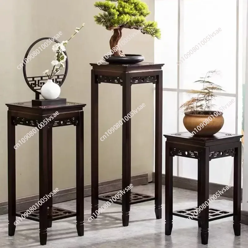 for Flower Rack Indoor Plant Stand Bamboo Shelf Living Room Floor to Ceiling Hanging Orchid Pot Holder Antique Chinese Style view 2