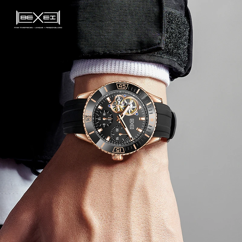 BEXEI 9253 Diving watch mechanical Automatic Movement Man watch sapphire K1 Crystal Business style