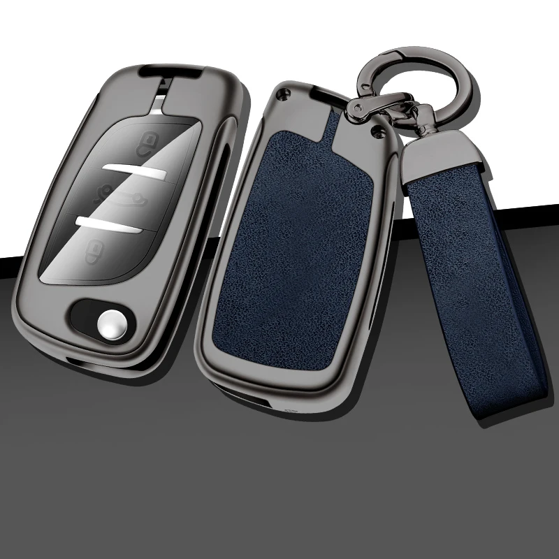 Funda de cuero y Metal para llave de coche, accesorios para Citroen C1 C2 C3 C4 C5 XSARA PICA, Peugeot 306, 407, 807, DS3, DS4, DS5, DS6