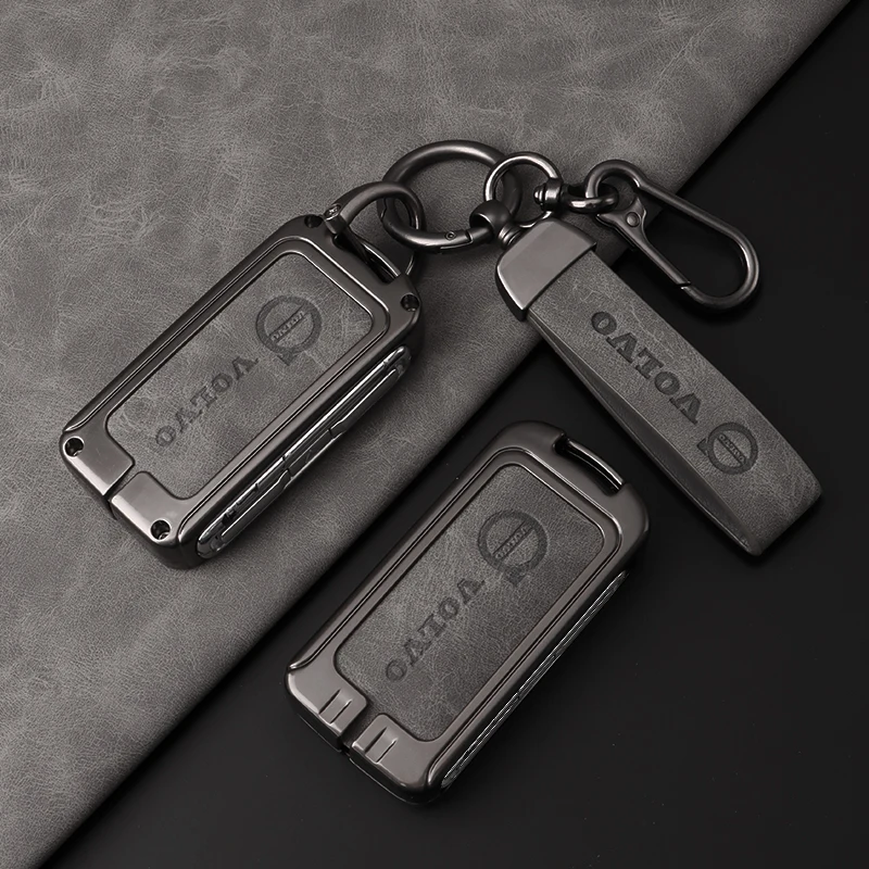 Zine Alloy Leather Car Key Case Cover Shell Holder For Volvo XC60 XC40 XC90 S90 V60 S60 V90 C40 Polestar 1 Polestar 2 Accessory