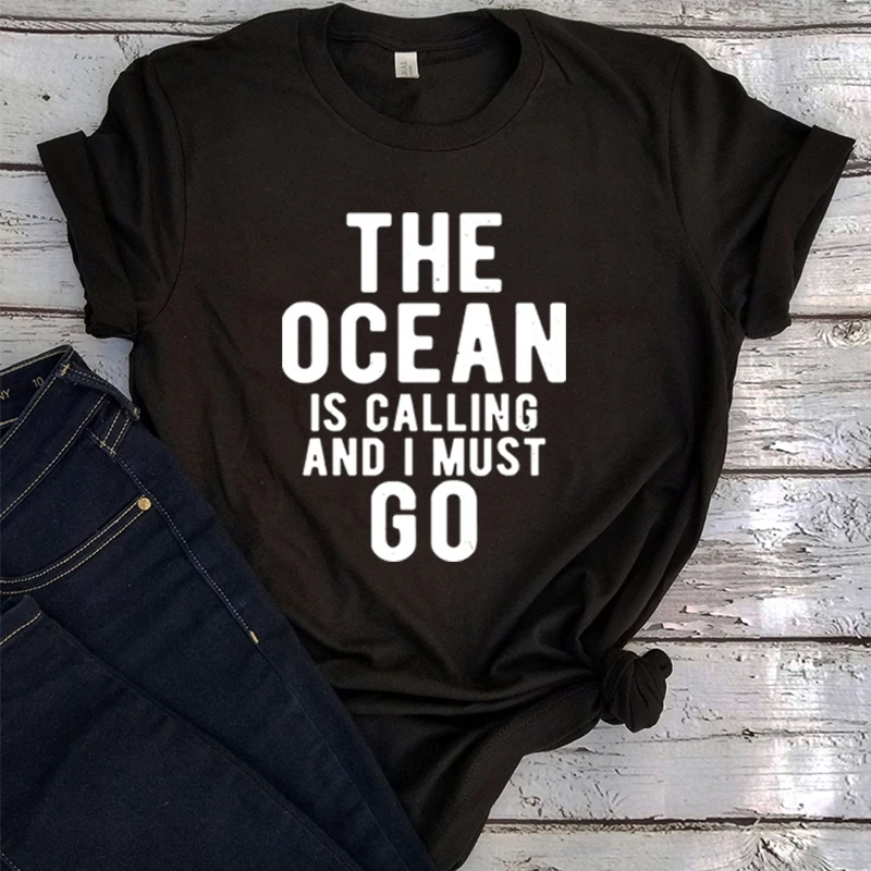 

The Ocean Vintage T-shirts for Women Surfing Tshirt Funny Beach Tops Fashion Clothes Print Aloha T-shirts Summer