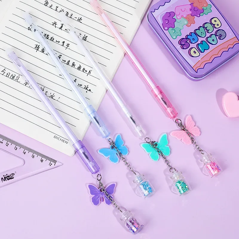 

1 PCS Butterfly Pendant Toy Gel Pen Ins Black Ink Pen School Officel Supplies Stationery Cute Kawaii Creative Lovely Sweet