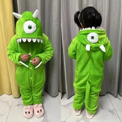 Mike Cosplay Onesies Anime Green Costume Boy Girl Sleepwear Halloween Jumpsuit Festival Outfit Winter Warm Flannel Cute Suit