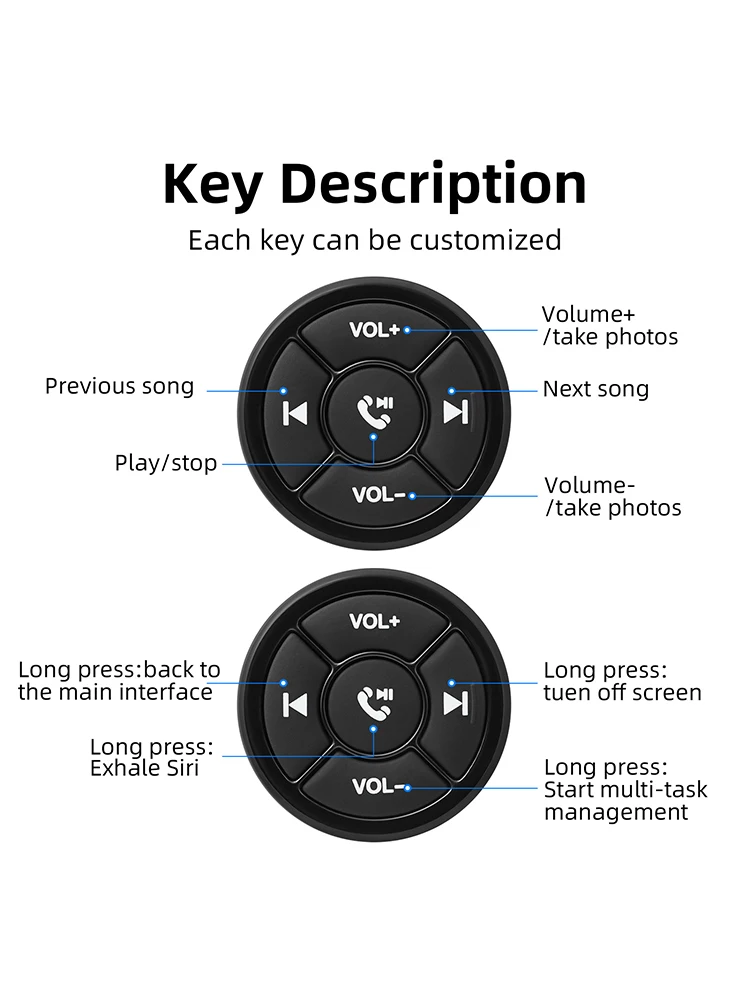 AliExpress PHONEPACE Universal 5 Keys Wireless Media Remote Control  Compatible with Android/iOS Car/Motorcycle/Bike Steering Wheel Music Controller
