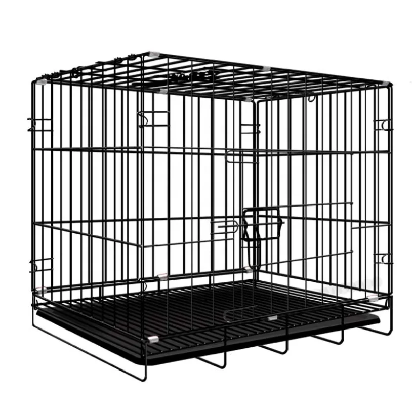 

Folding Metal Wire Dog Crate Two-Door Pet Cages Carriers Houses Large Kennel Collapsible Pet Animal Cage