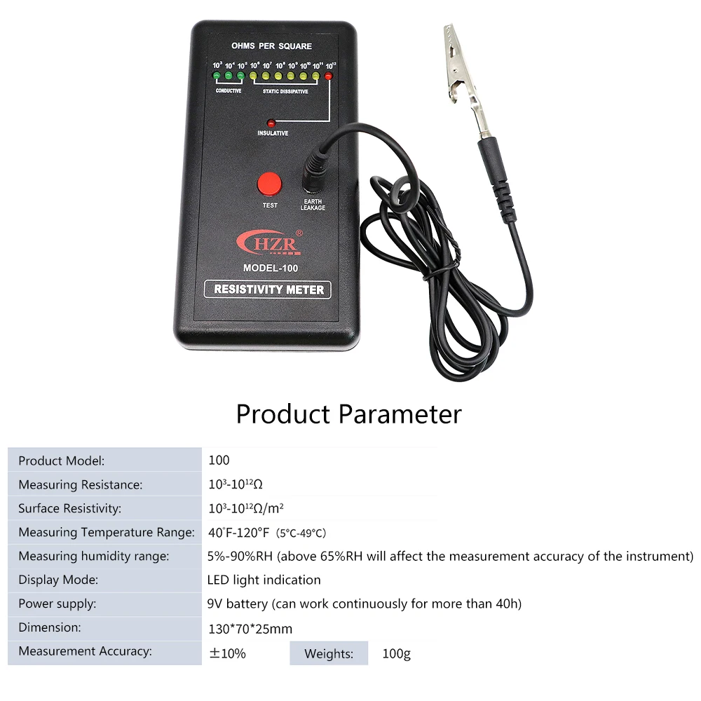 Static Resistance Tester Antistatic Surface Resistance Tester ESD Resistance Detection Instrument Impedance Detector Ohmmeter