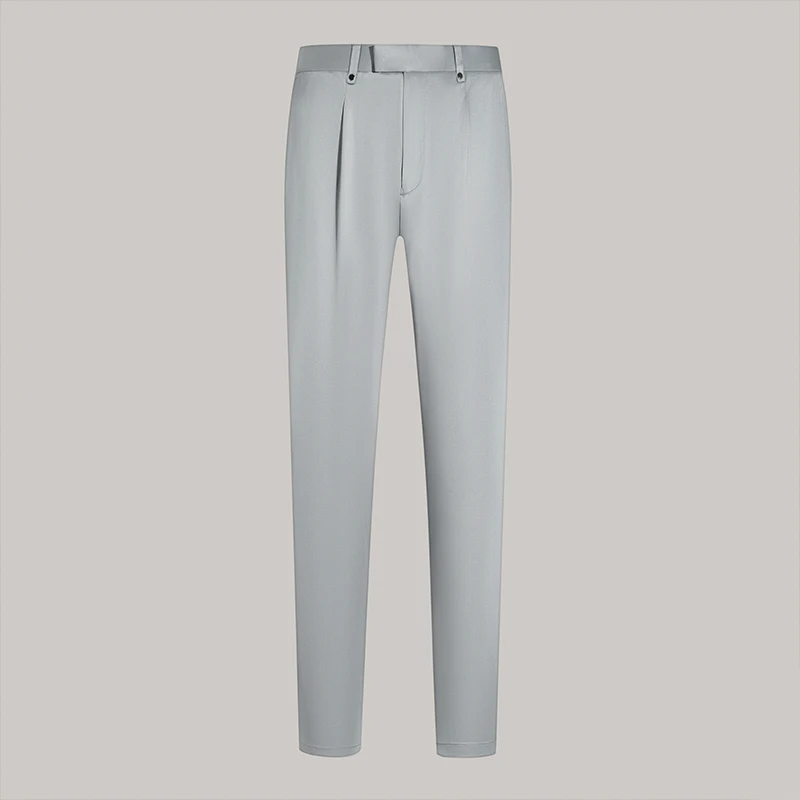 2023 New 100% Cotton Straight Pants Men Business Office Casual Long Pant Comfortable Thin Trousers Street Wear Solid Color