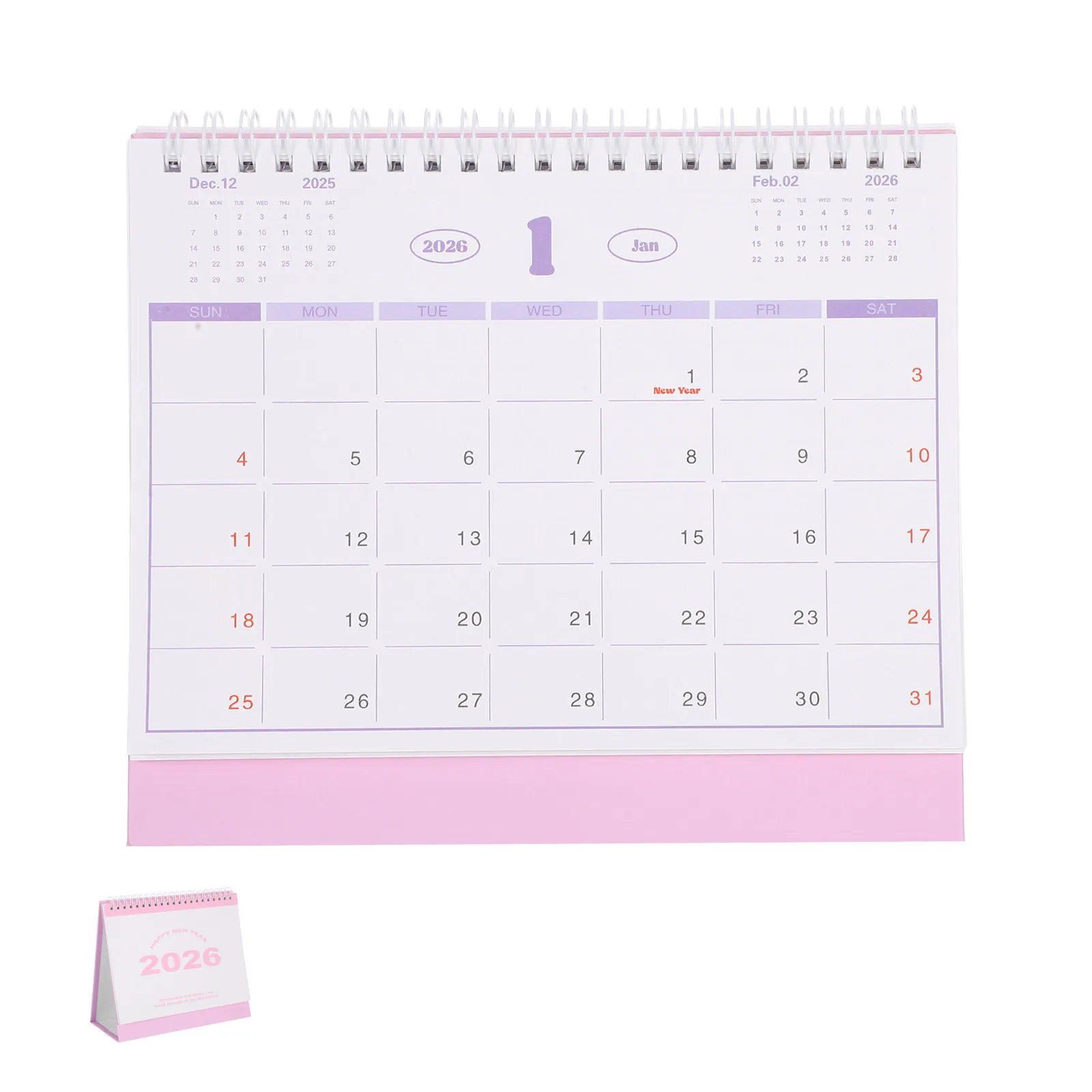 2026 Desk Calendar Spiral Flip Compact Standing Mini Desktop Calendar Elegant Minimalist Design Thick Paper for Professionals