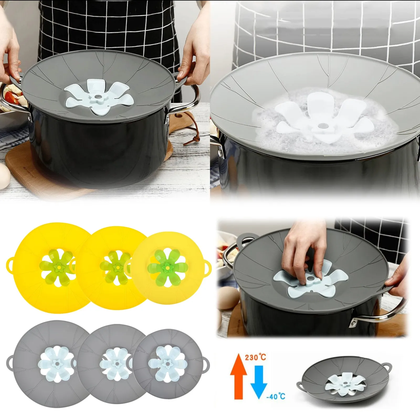 Spill Stopper Silicone Lid Cover Overflow Stopper Lid Cover For Pans Pots Boiling Kitchen Safeguards Multi-Function Tool