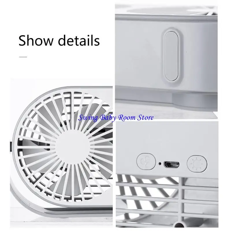 K1AD Double Desk Fan مروحة طاولة صغيرة محمولة 3 سرعة تبريد قابلة للتعديل للرأس المروحة العطرية الشخصية