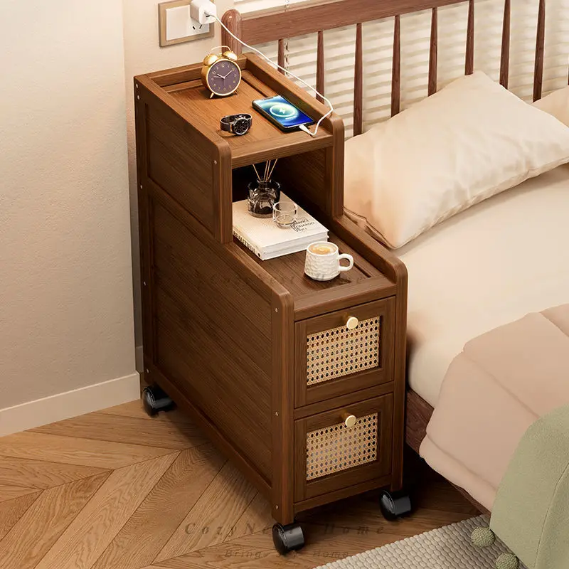 For Multifunctional Bedside Table Small Bedroom Household Mini Super Narrow Bedside Cabinet Shelf Seam Storage Cabinet Household