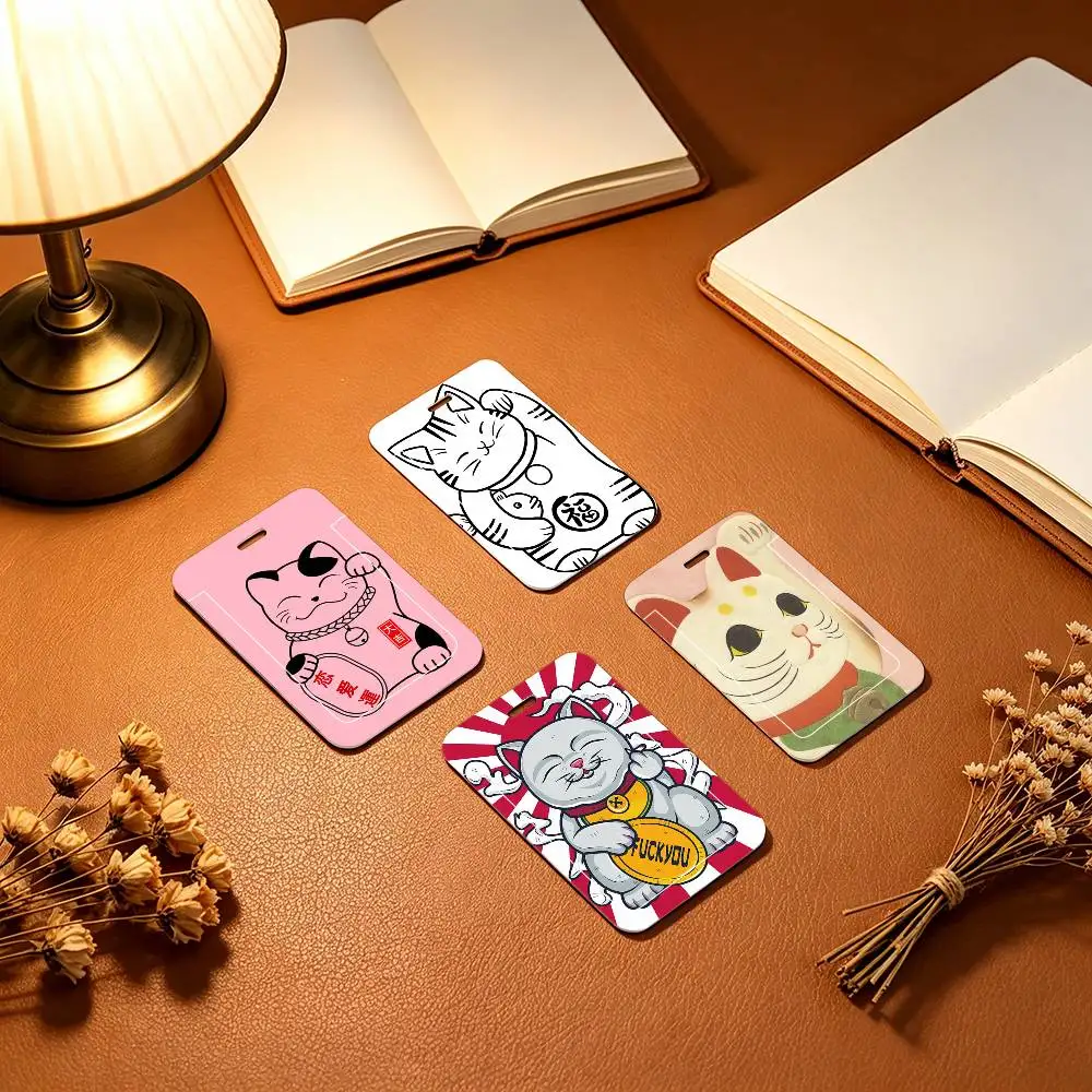 Lucky Cat Black Lanyard Card Holders Student Meal Cards And Campus Ids School