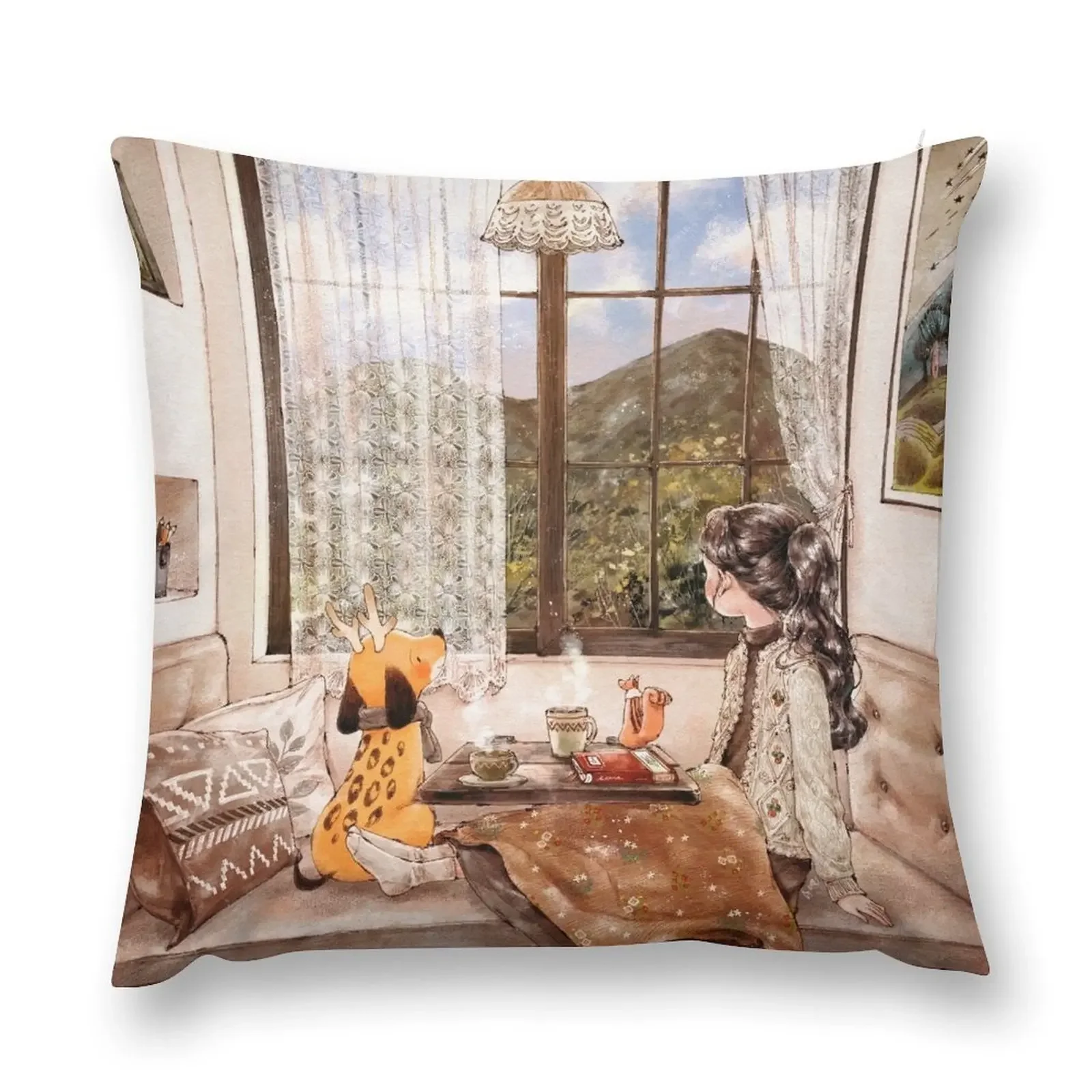 An Afternoon of sudden delight Throw Pillow Pillow Covers Decorative Anime Sitting Cushion pillow