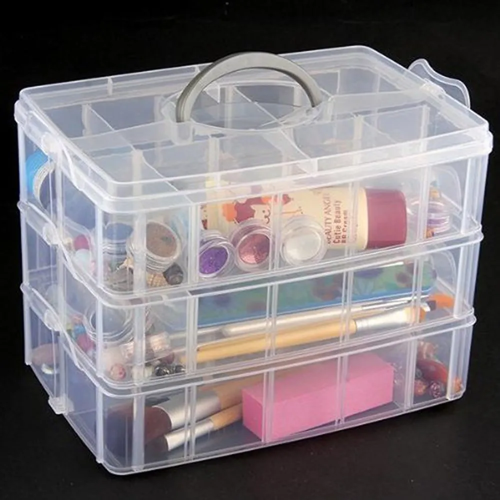 30 Grids Clear Plastic Storage Box For Toys Rings Jewelry Display Organizer Makeup Case Craft Holder Container porta joias