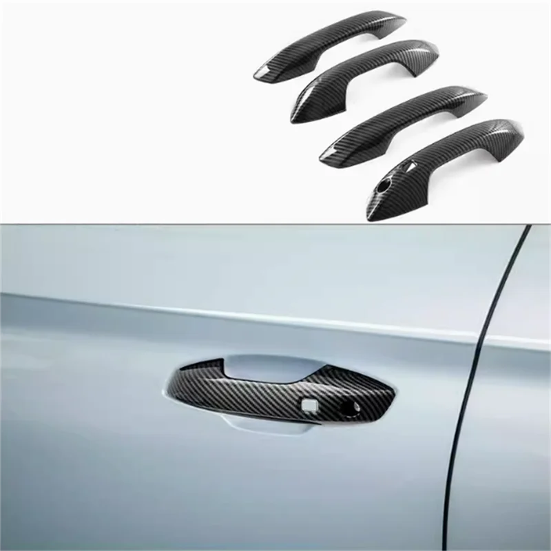 For BYD QIN L 2024 Exterior Accessories Car Door Handle Catch Protection Cap Cover Trim Carbon Fiber Look