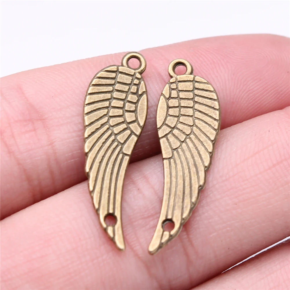 WYSIWYG 10pcs 30x9mm Wing Pendants Antique Silver Color For Making Jewelry Wing Charms Wing Pendants Charms