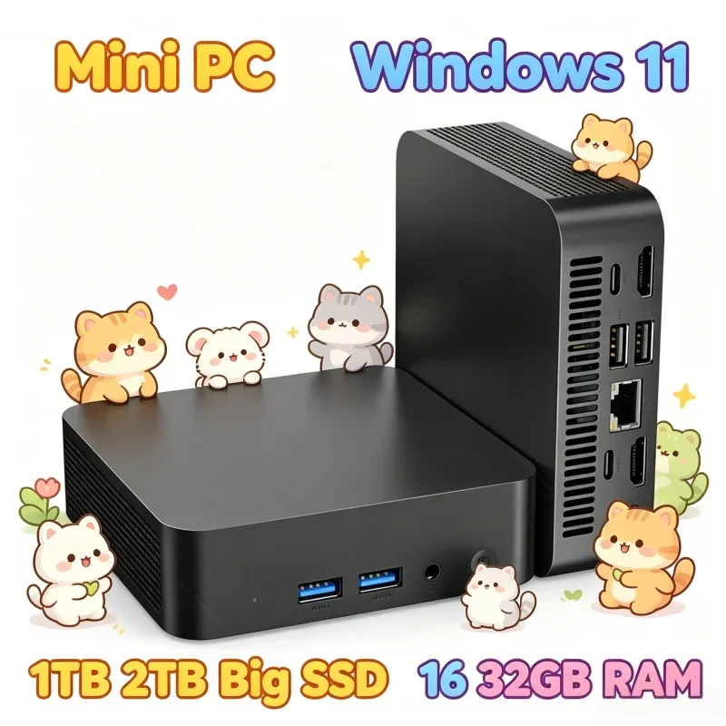 

MINI PC Intel N150 Windows 11 16GB 32GB RAM 2TB SSD WIFI6 BT5.2 4K HD Mini Gaming Office Study Desktop Computer