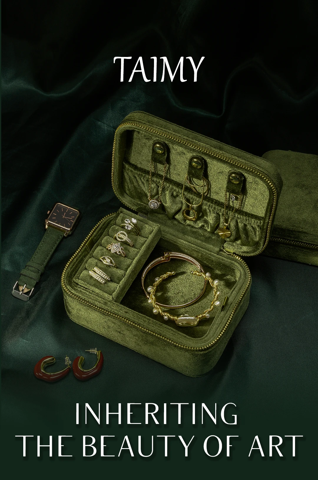 TAIMY Personalized Velvet Jewelry Box Double Layer Design High Capacity Travel Ring Necklace Earrings Jewellery Organizer