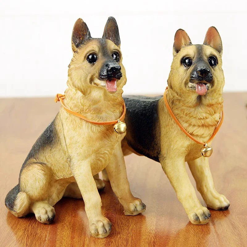 

German Shepherd Resin Statue Simulated Animal Dog Figurine Home Room Decoration Desktop Ornament Birthday Gift