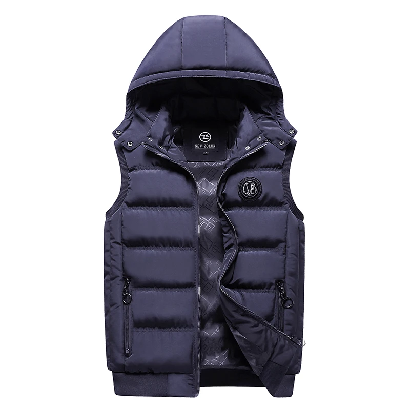 Brand Men\'s Vest Winter Sleeveless Jackets Down Vest Men Hooded Warm New 2022 Casual Outwear Hat Detachable Outer Vest Chalecos