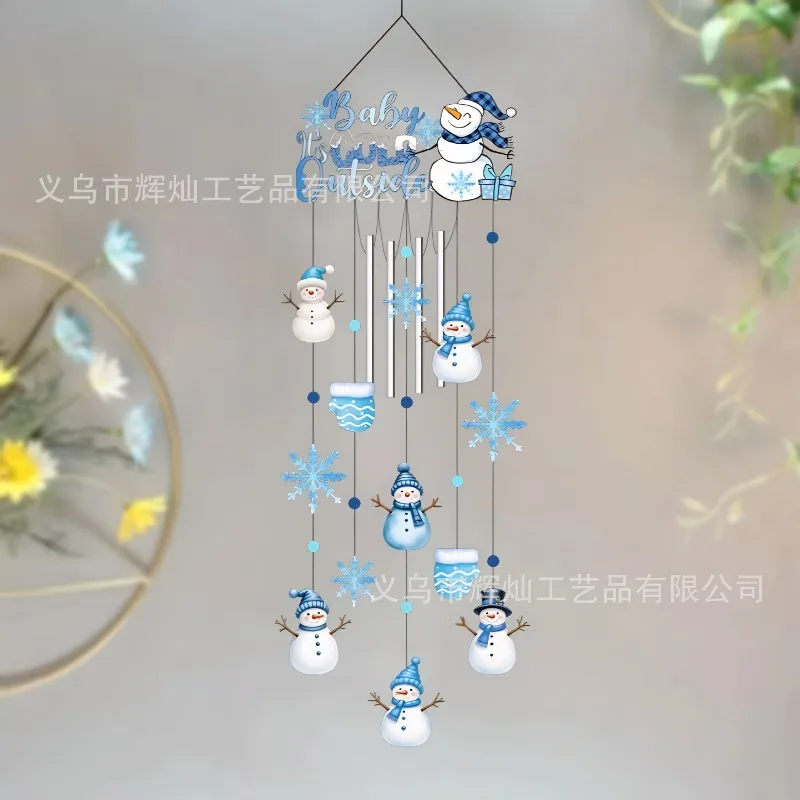 

Рождественские украшения, лед и снеговик, колокольчики, двусторонняя цветная печать, украшение ручной работы, уличные украшения