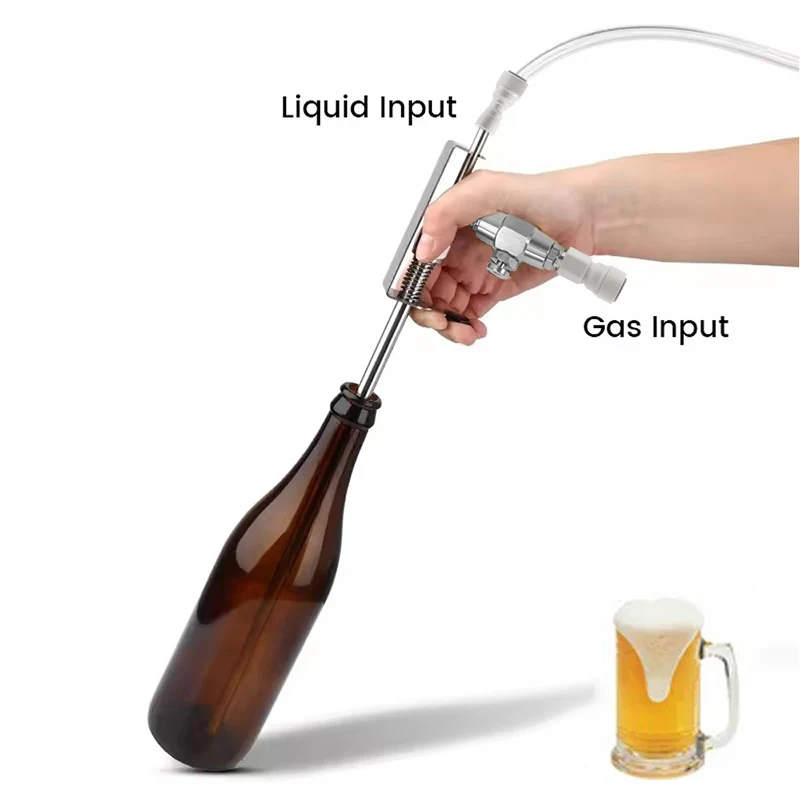 ELECQUEEN Beer Gun Bottle Filler with push-fit Quick Fitting,ALL 304 Stainless Steel Structure,Homebrew Simple Beer Bottling Kit view 6