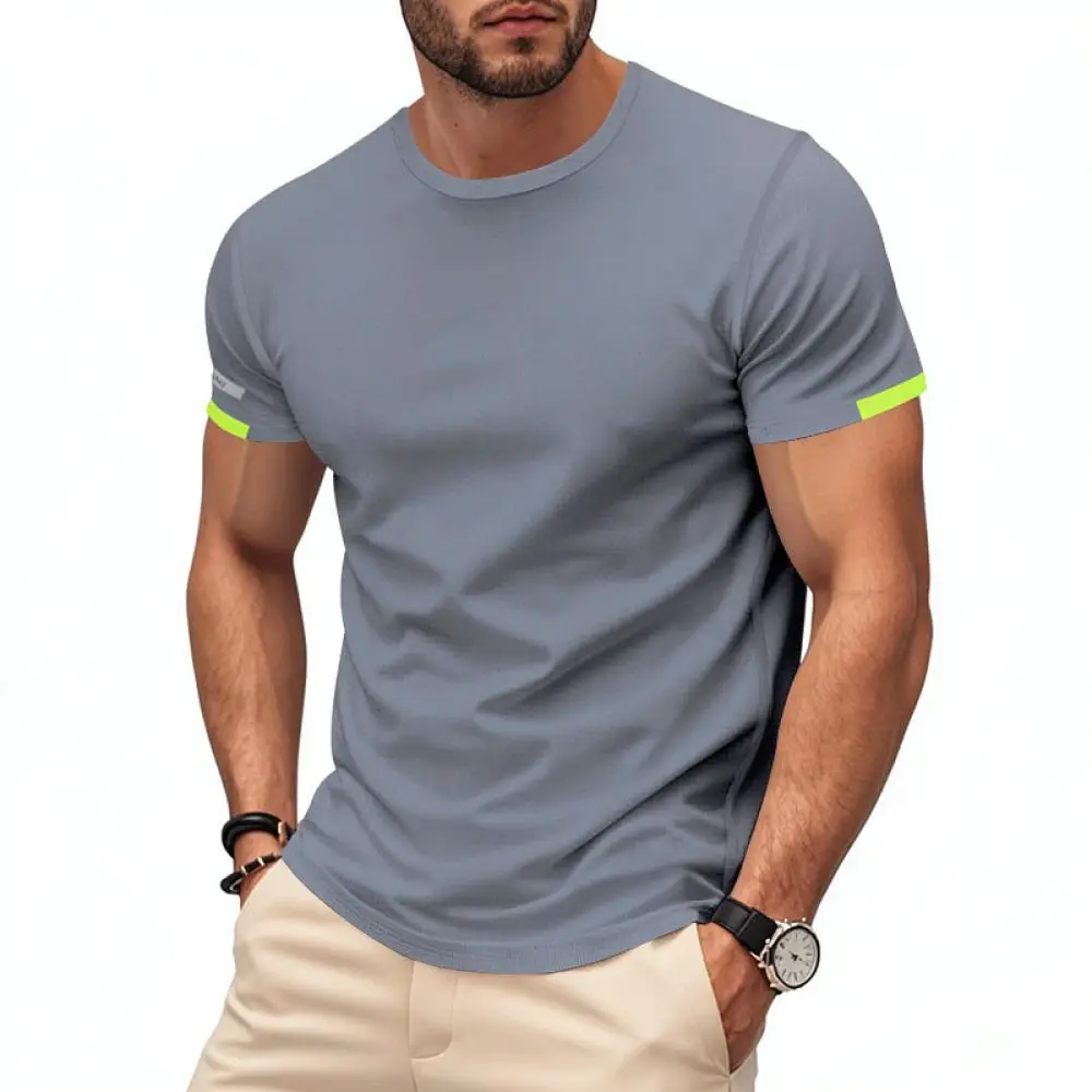 Mens Slim Fit Running Tee High Elastic Quick Dry Fabric Sports Gym Workout Training Short Sleeve Breathable Fitness Top