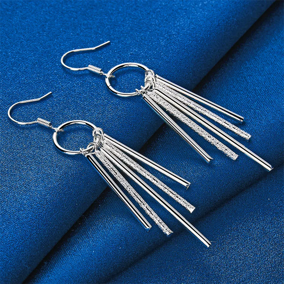 1 pair of 925 sterling silver exquisite luxury cylindrical earrings for women's engagement jewelry fashion accessories